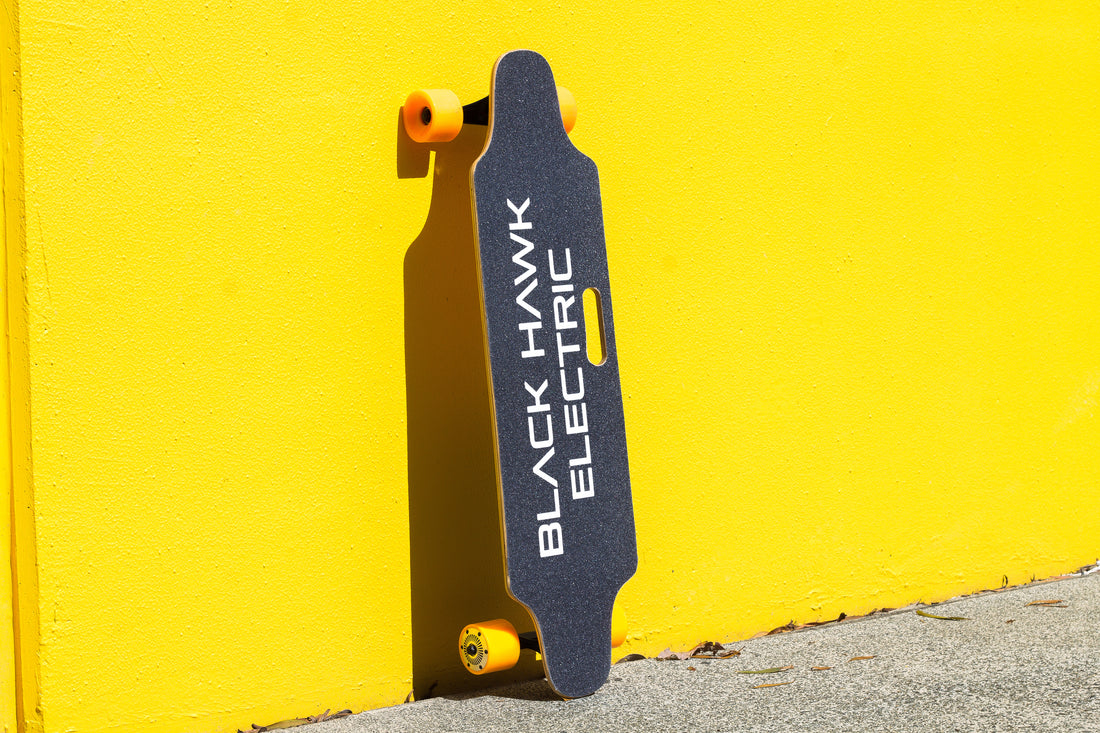 High quality, high performance electric skateboard with hub drive brushless motors and lithium ion battery technology.